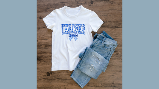 TEACHER Coquette Bow Graphic Tee